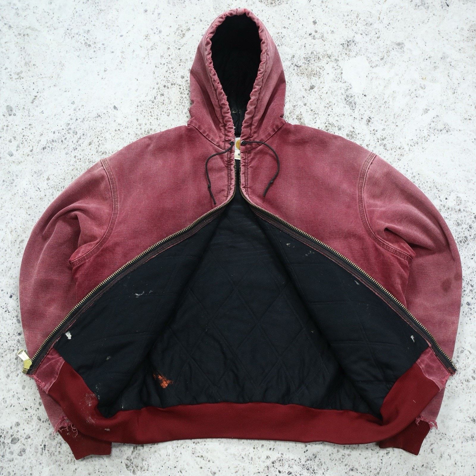 THRASHED Vintage Carhartt J68 CRI Crimson Faded Red Jacket