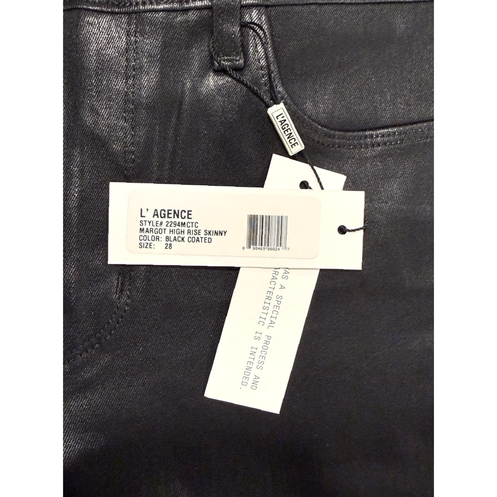 Vintage NWT L’agence Margot High Rise Skinny Black Coated Jeans Size 28 Women's Jeans Ankle Black 28 Mens? Wait. Size 28" / US 6 / IT 42 - 6 Thumbnail