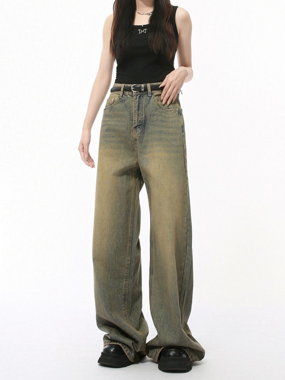Vintage Men's vintage distressed washed wide-leg jeans Size US 32 / EU 48 - 2 Thumbnail