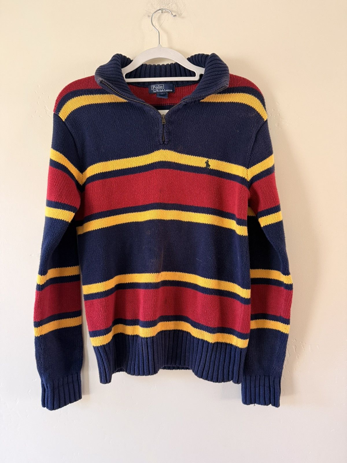 Polo Ralph Lauren Vintage Striped Quarter Zip Size XL / US 12-14 / IT 48-50 - 1 Thumbnail