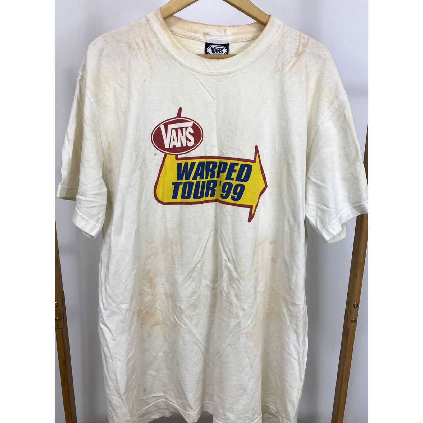 Vans VINTAGE Vans Warped Tour 1999 Festival Promo Short Sleeve T-Shirt L USA Shirt Mens Cream Size US L / EU 52-54 / 3 - 5 Thumbnail