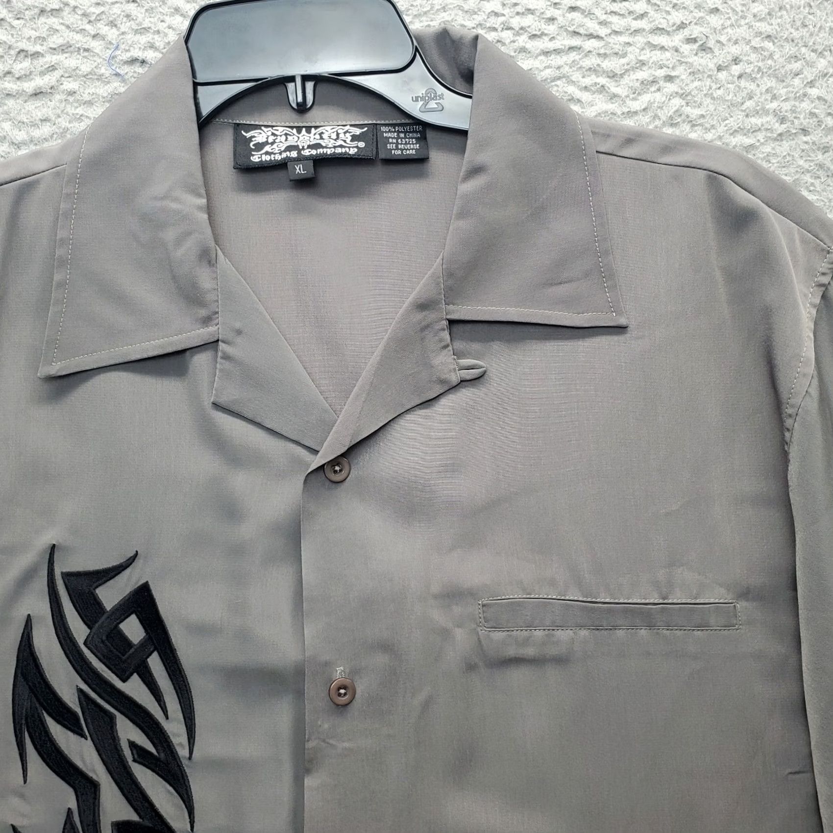 Vintage Dragonfly Shirt Men XL Gray Embroidered Tribal Graphic Collared Button Up Size US XL / EU 56 / 4 - 7 Thumbnail