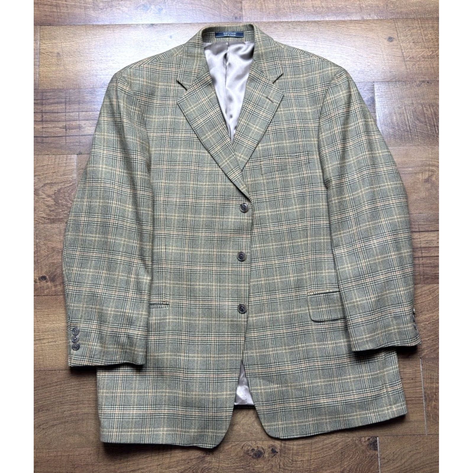 Vintage Arnold Brant Coat Mens 46 Brown Ethomas Wool Cashmere Glen Plaid Blazer Sport Men 46R Size 46R - 2 Thumbnail