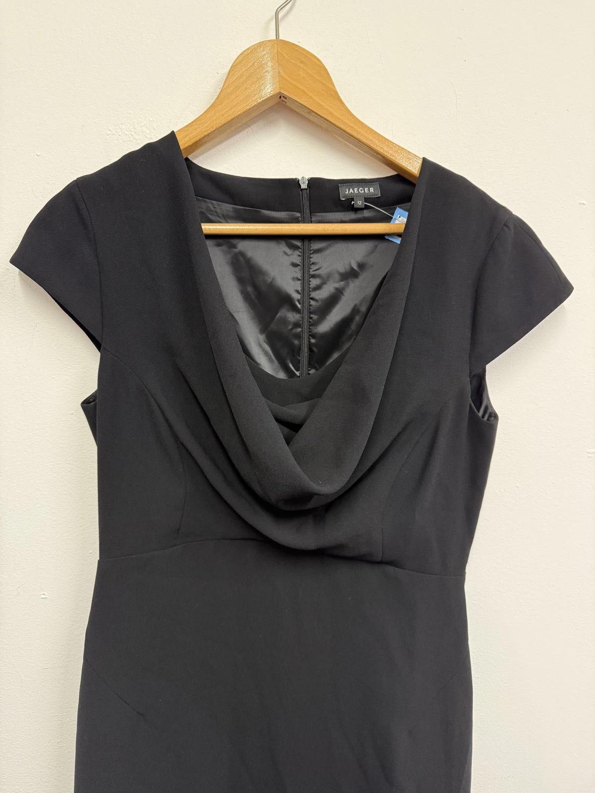Jaeger Jaeger Black Cap Sleeve Cowl Neck Dress Size M / US 6-8 / IT 42-44 - 3 Thumbnail