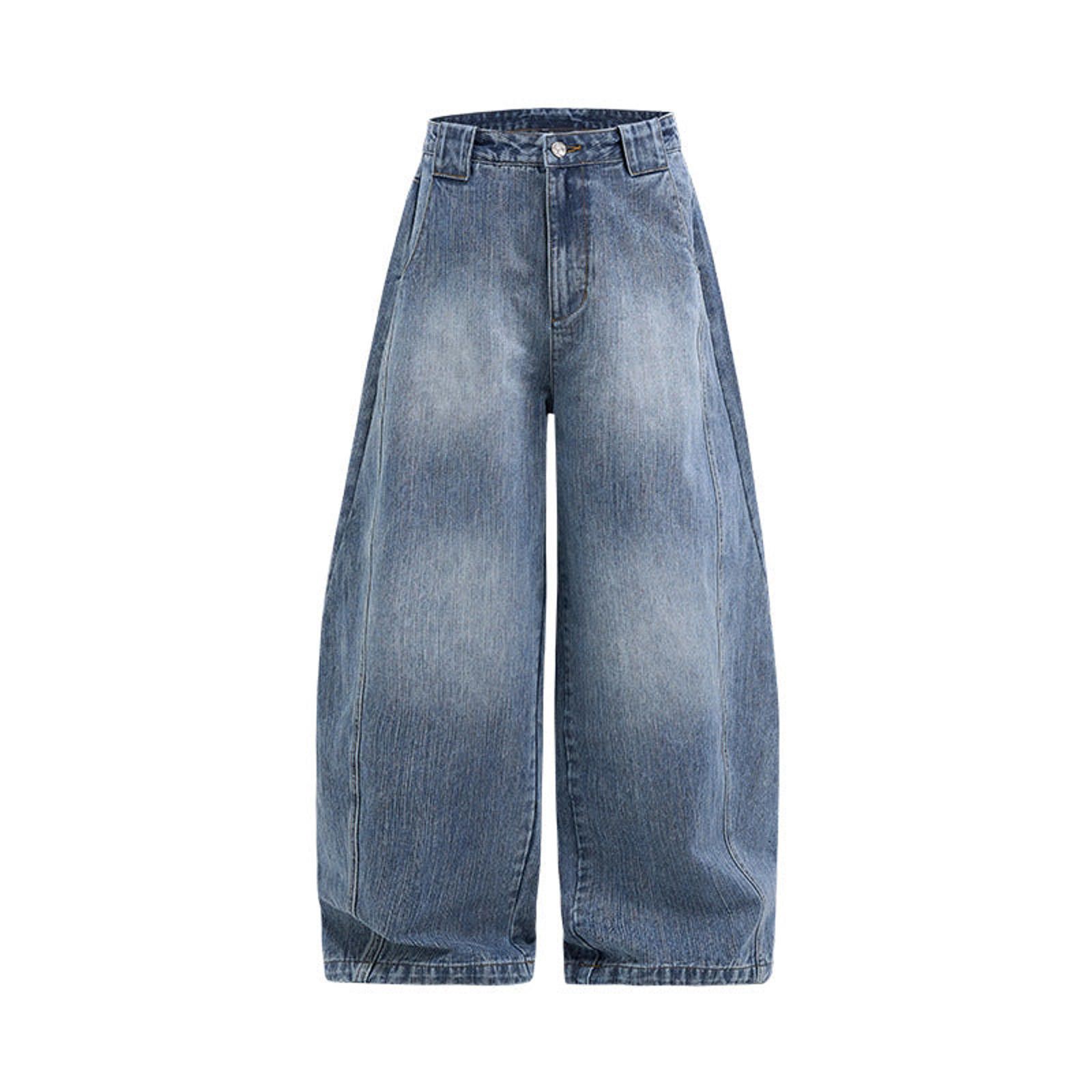 Vintage Blue Wide Leg Denim Jeans, Baggy Street Style Jeans Size US 32 / EU 48 - 1 Thumbnail