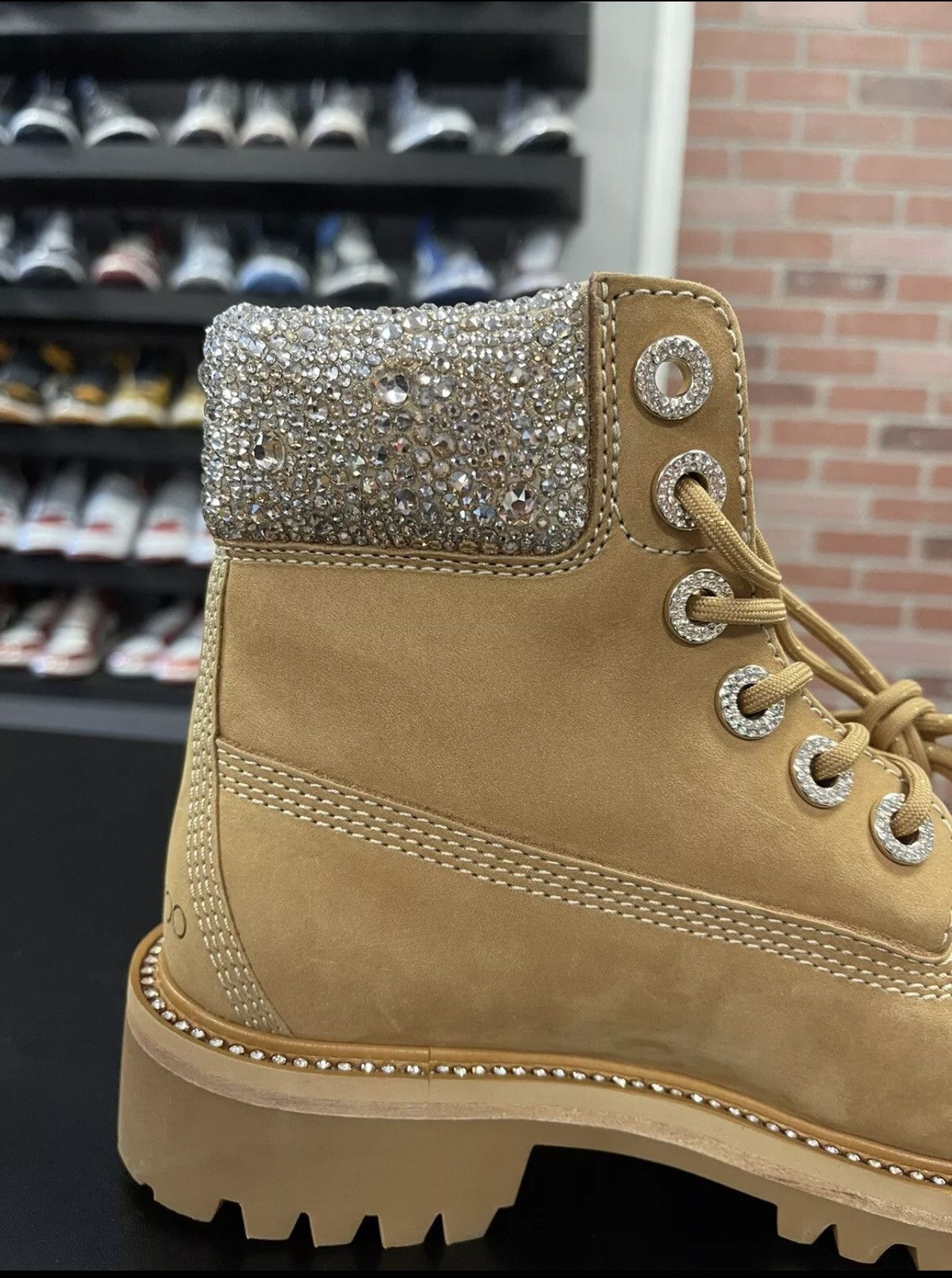 Jimmy Choo Size 5 - Jimmy Choo X Timberland Suede Crystal Encrusted Size US 5 / IT 35 - 8 Thumbnail