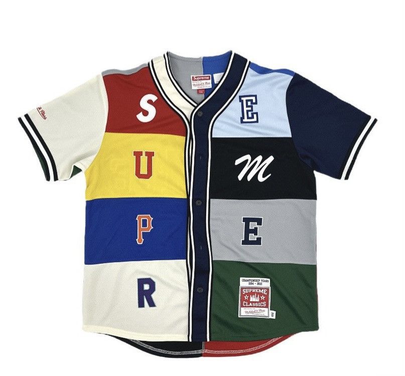 MLB × Mitchell & Ness × Supreme Supreme 2021 x Mitchell & Ness Patchwork Baseball  Jersey | Grailed