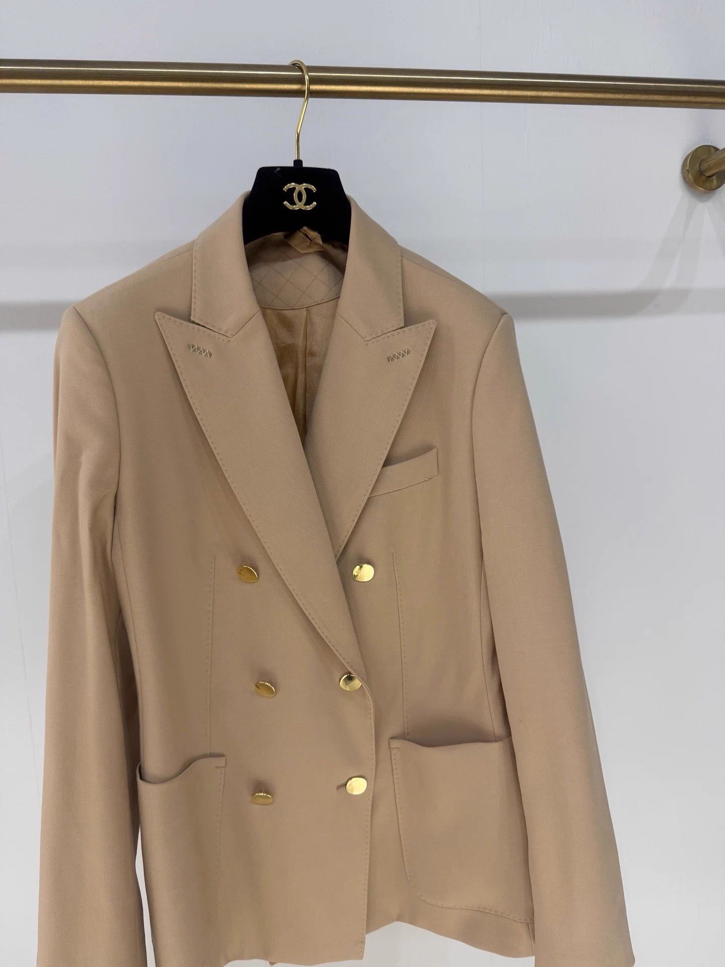 Max Mara MaxMara Gin Khaki DB Patch Pocket Wool Blend Blazer FR42 Size L / US 10 / IT 46 - 2 Thumbnail