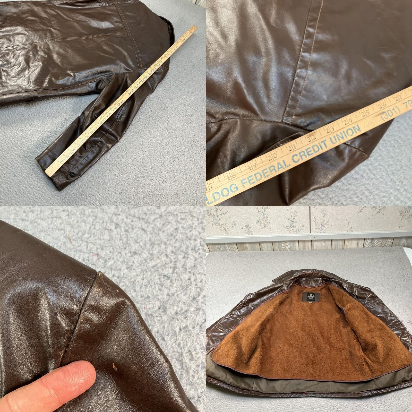 Vintage VINTAGE Cooper Leather Coat Mens 42 Brown Faux Fur Lined Car 70s Old Money Size US XS / EU 42 / 0 - 9 Thumbnail