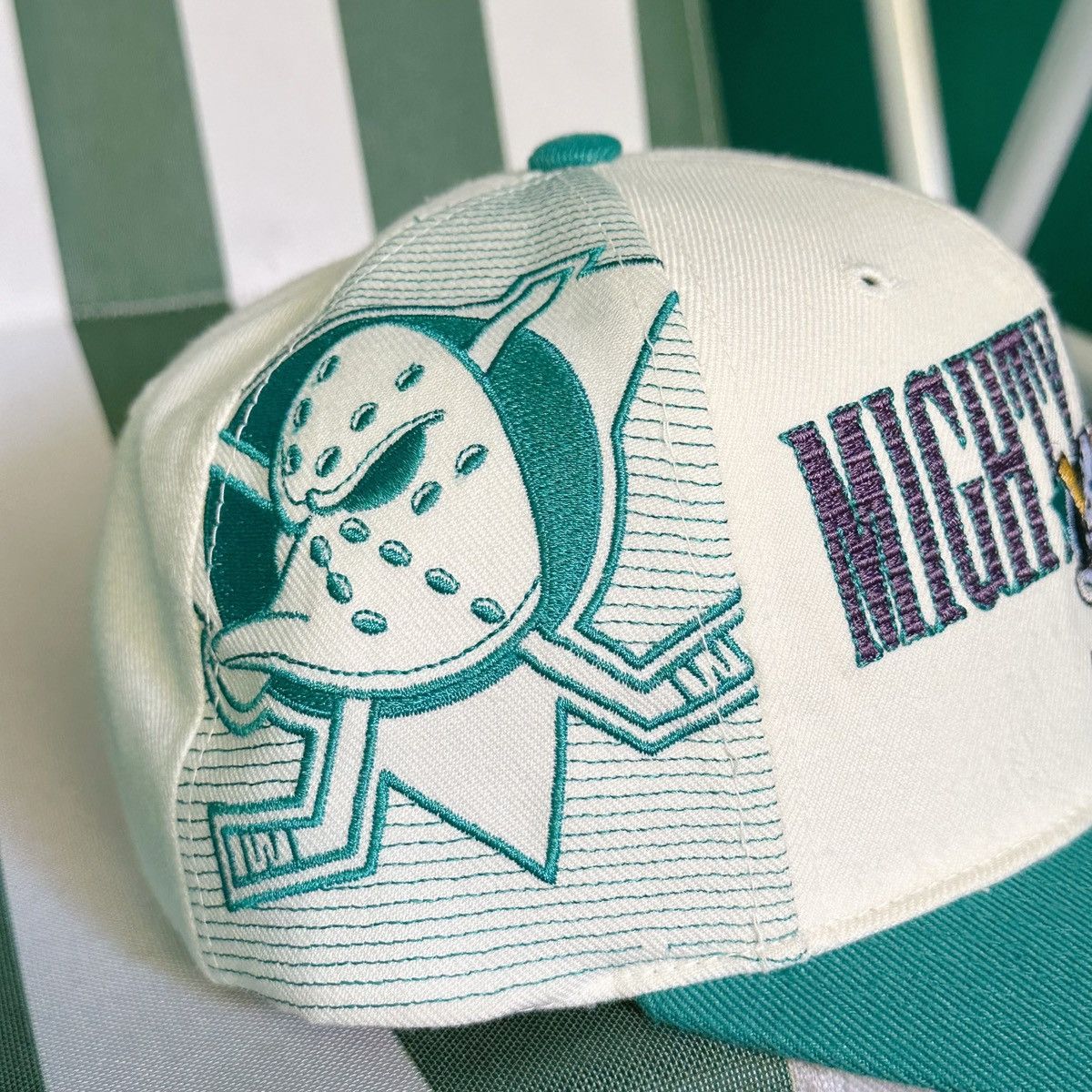 NHL × Sports Specialties × Vintage Vintage 90s Mighty Ducks Laser Sports Specialties Hat Size ONE SIZE - 3 Thumbnail