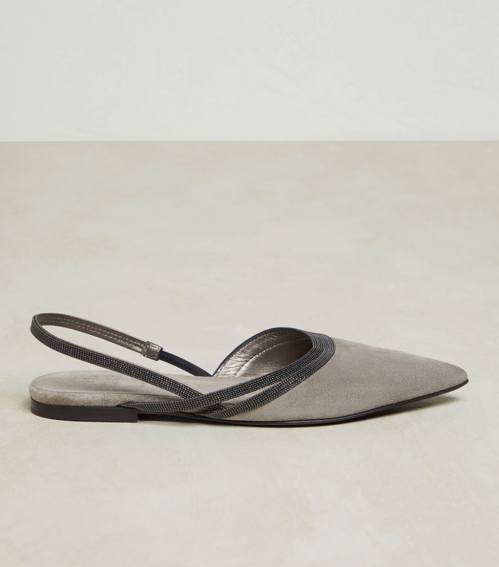 image of Brunello Cucinelli O1W1Db10524 Ballet Flats In Dark Beige, Women's (Size 8)