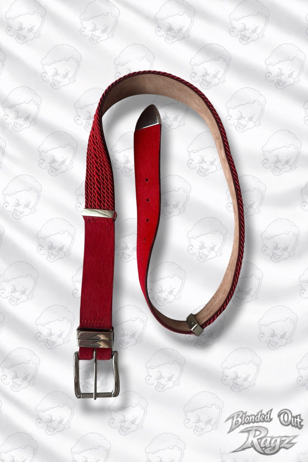 Balmain × H&M 2015 Balmain x H&M Pony Hair Red/Silver Belt Rare Size 38 - 1 Thumbnail