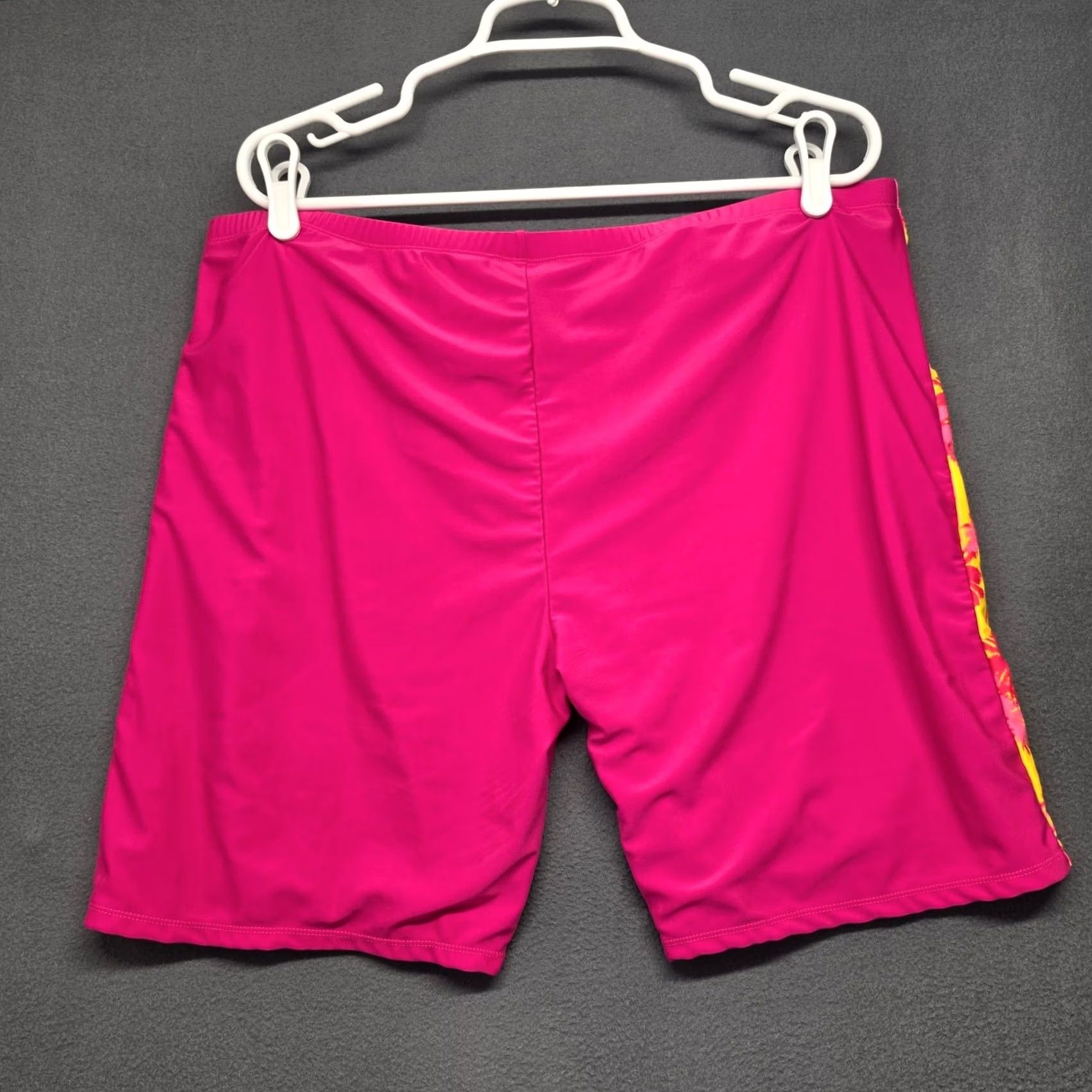 Vintage Womens Pink Tropical Swim Cover Up Shorts Plus Size Beach Lounge Pull On 5XL Size 40" / US 18 - 2 Thumbnail