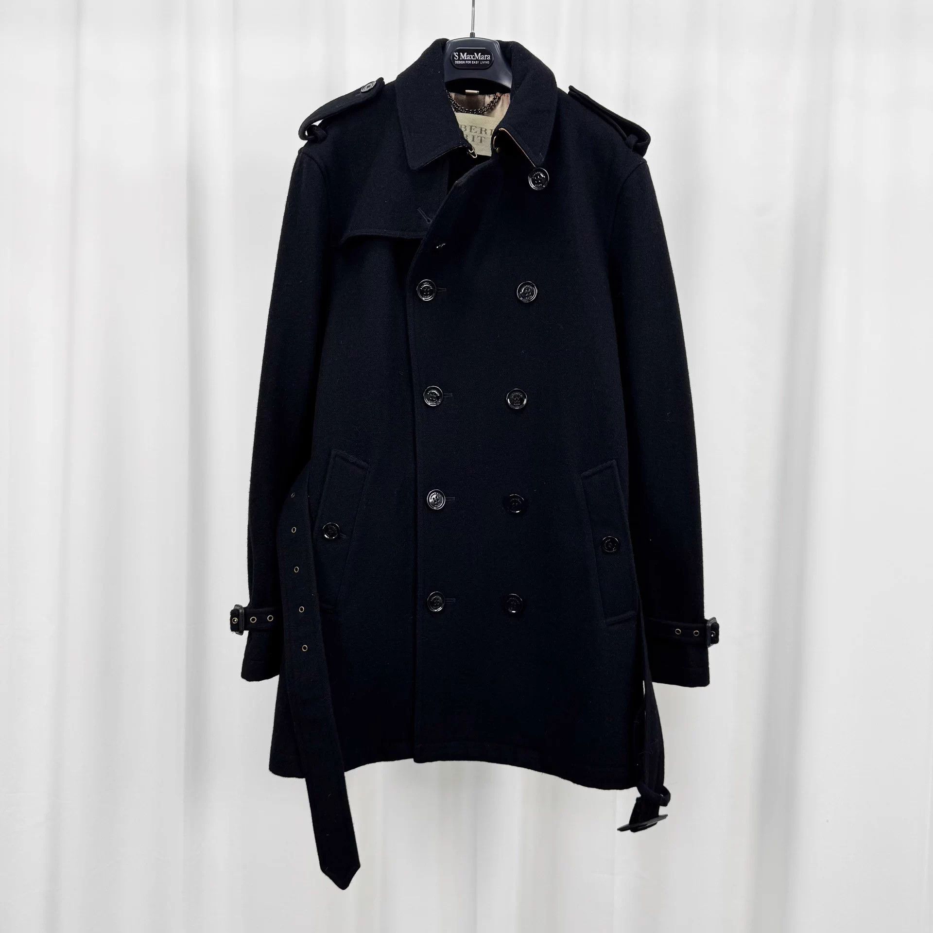 Burberry double-breasted check lining wool coat L like new