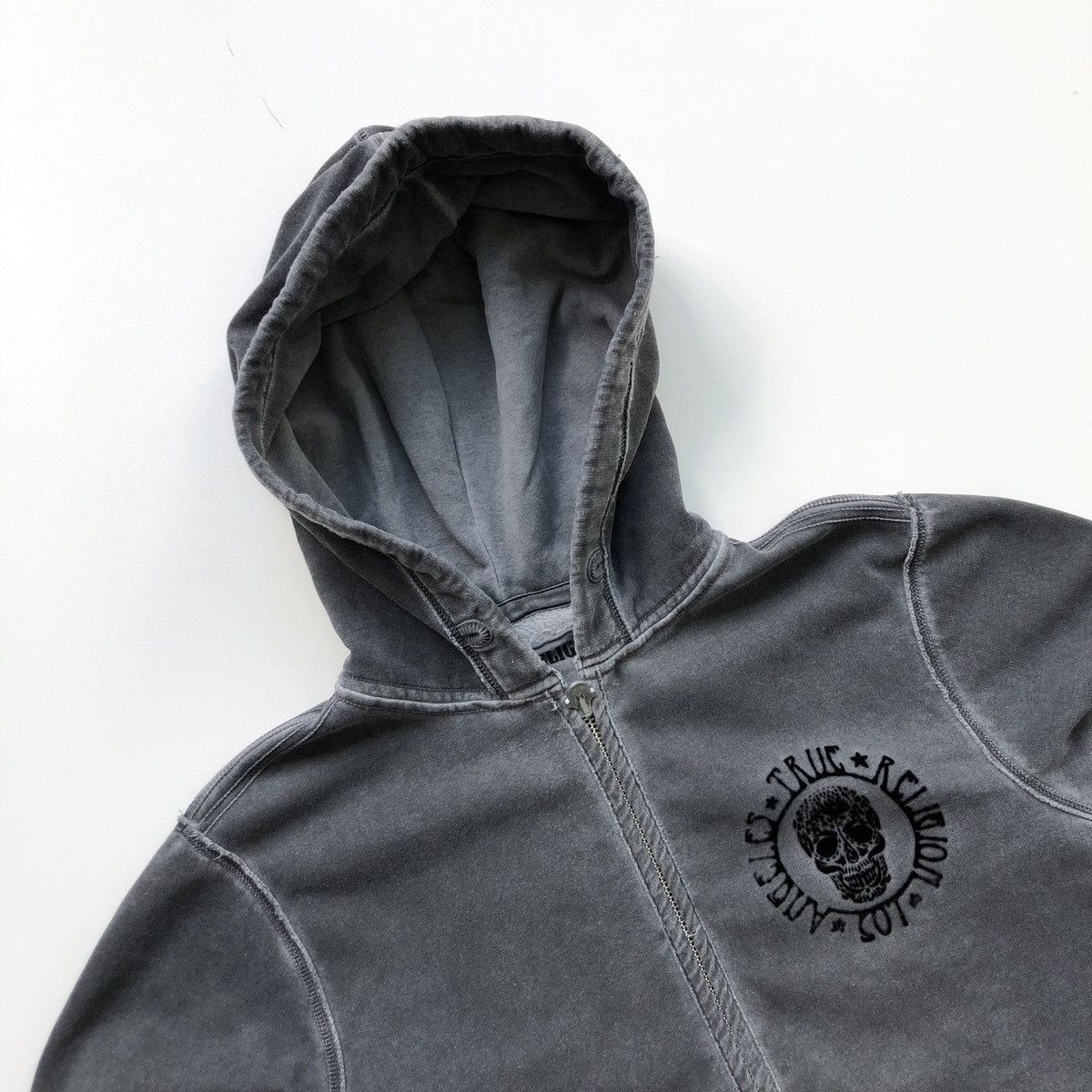 True Religion True Religion Los Angeles Skull Logo Washed Zip Hoodie Grey Size US XL / EU 56 / 4 - 5 Thumbnail