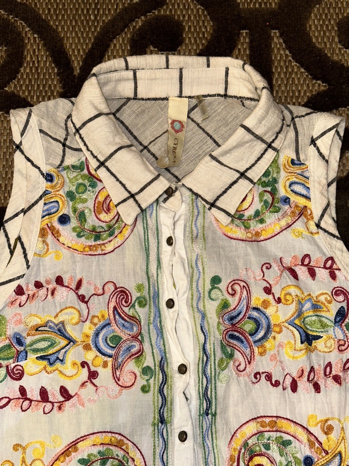 Anthropologie Cyrena Anthropologie Linen Blend Boho Festival Shirt Dress Size L / US 10 / IT 46 - 3 Thumbnail
