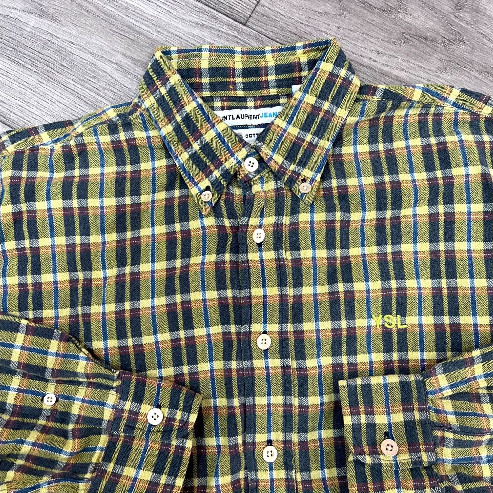 Yves Saint Laurent VINTAGE Saint Laurent Shirt Mens L Yves YSL Long Sleeve Check Men Size Size US L / EU 52-54 / 3 - 3 Thumbnail