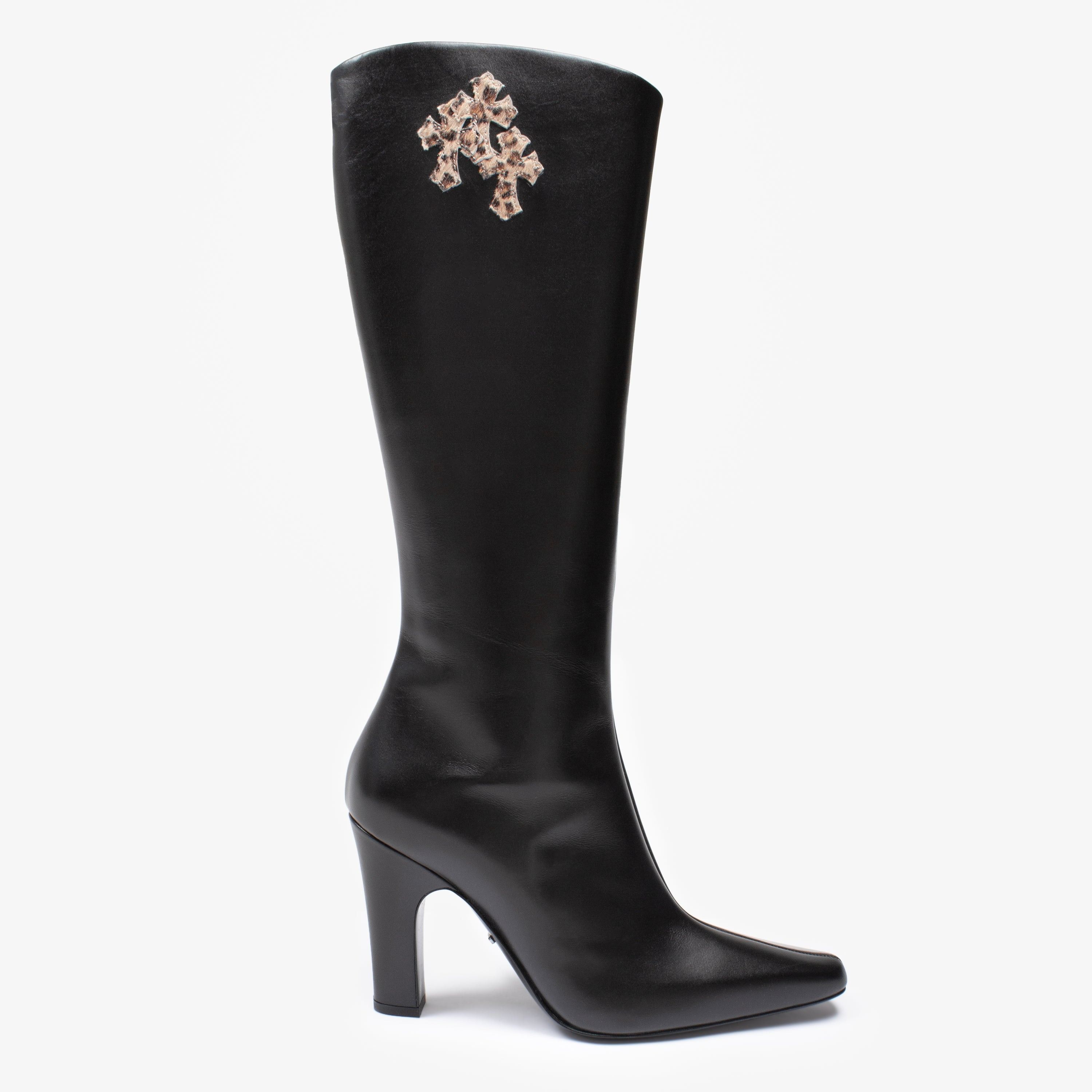 Chrome Hearts CHROME HEARTS BLACK LEOPARD PATCH SUGAR JONES BOOT Size US 8 / IT 38 - 2 Thumbnail