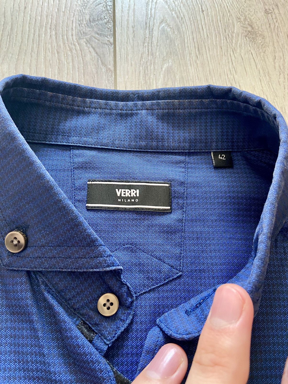 Vintage Verri Milano dark blue classic cotton shirt Size US M / EU 48-50 / 2 - 3 Thumbnail