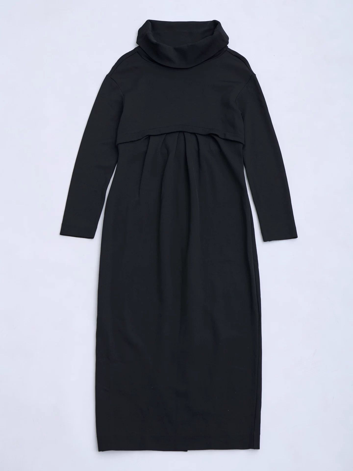 ROMEO GIGLI 90s Black Draped Neck Midi Dress 9AT