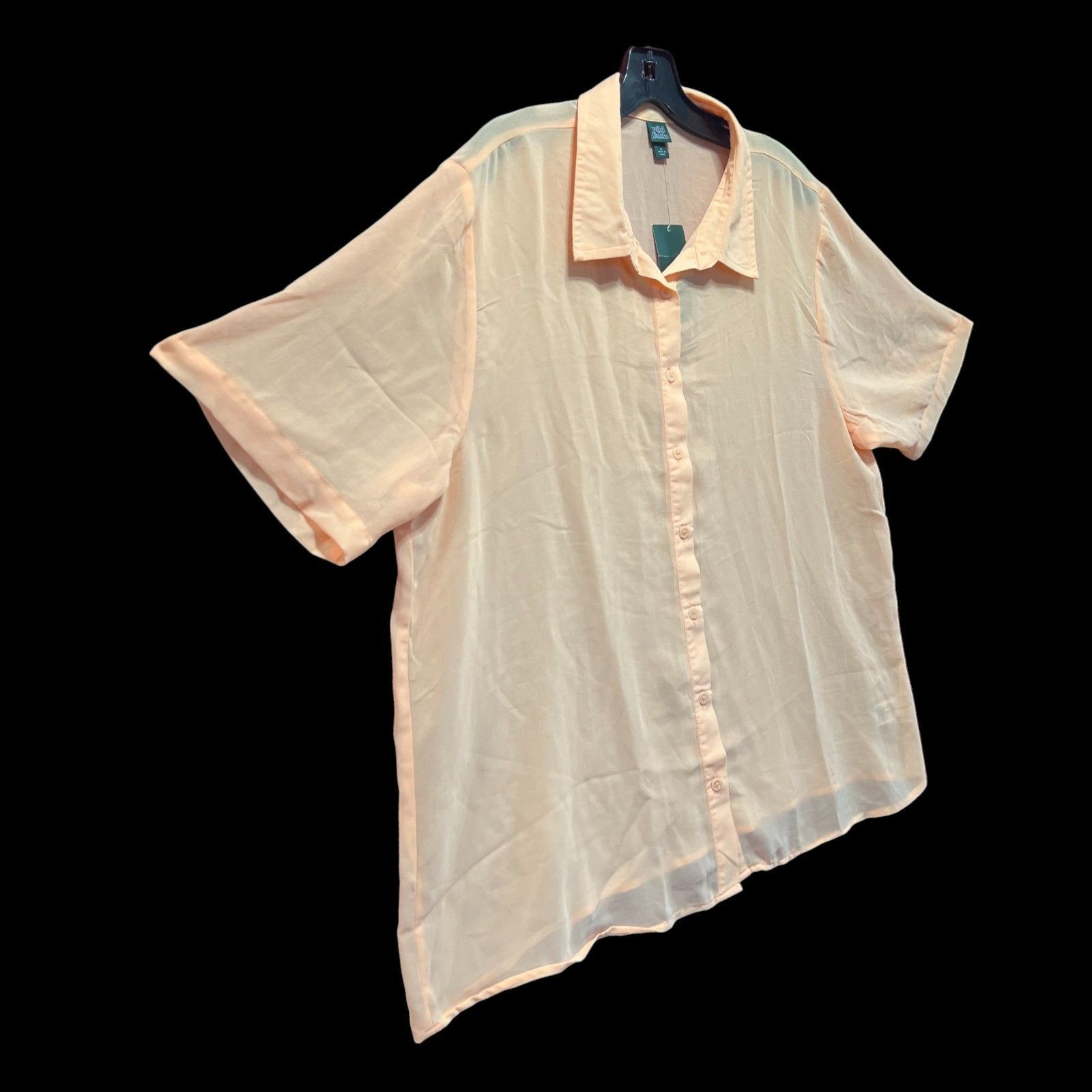 Other Wild Fable - Women's Short Sleeve Oversized Sheer Button -Do Size XL / US 12-14 / IT 48-50 - 14 Thumbnail