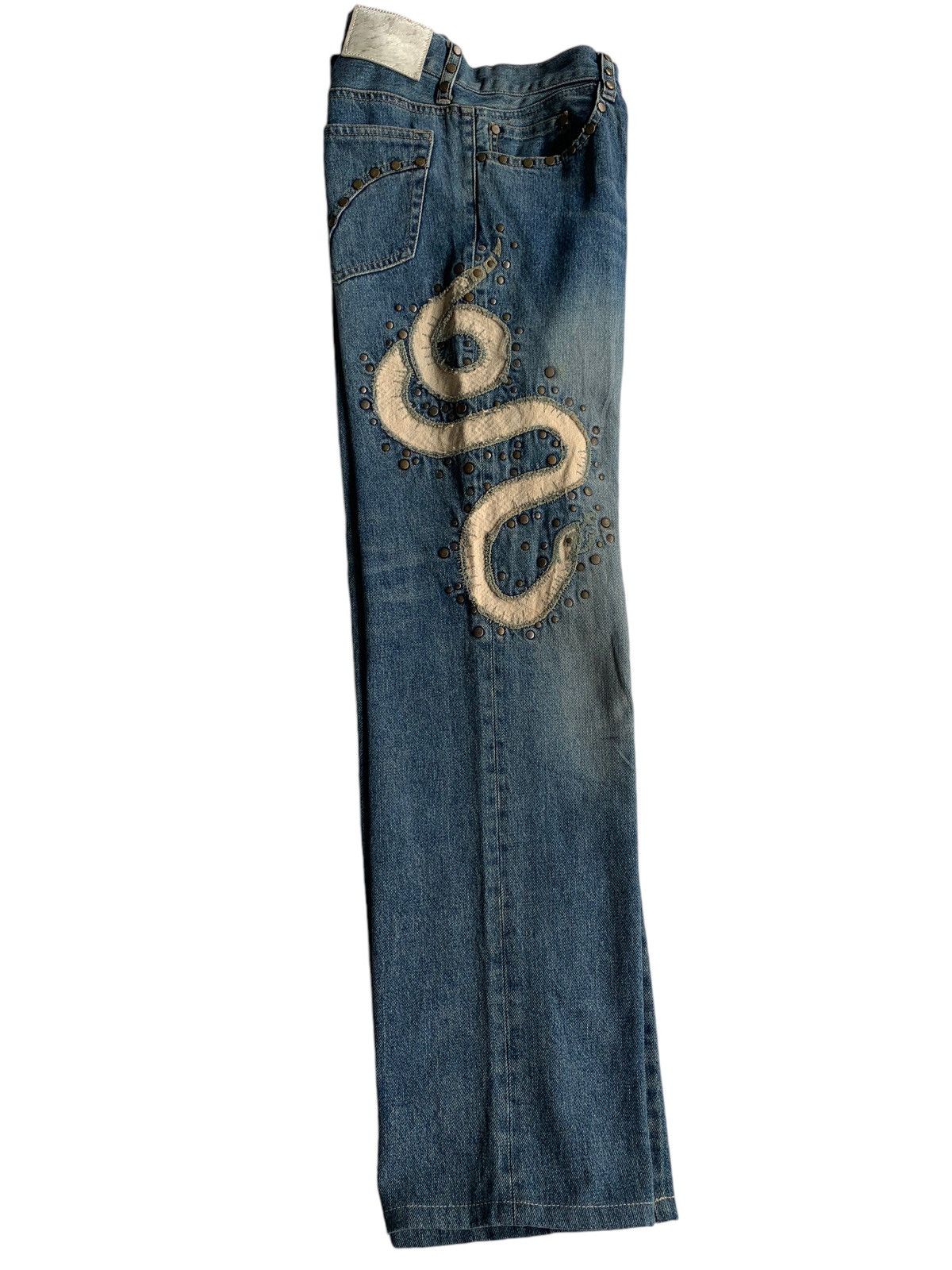 If Six Was Nine × Japanese Brand × Le Grande Bleu (L.G.B.) Punk Style Prigs snake Design Low Rise Distressed Denim☠️☠️ Size US 31 - 6 Thumbnail