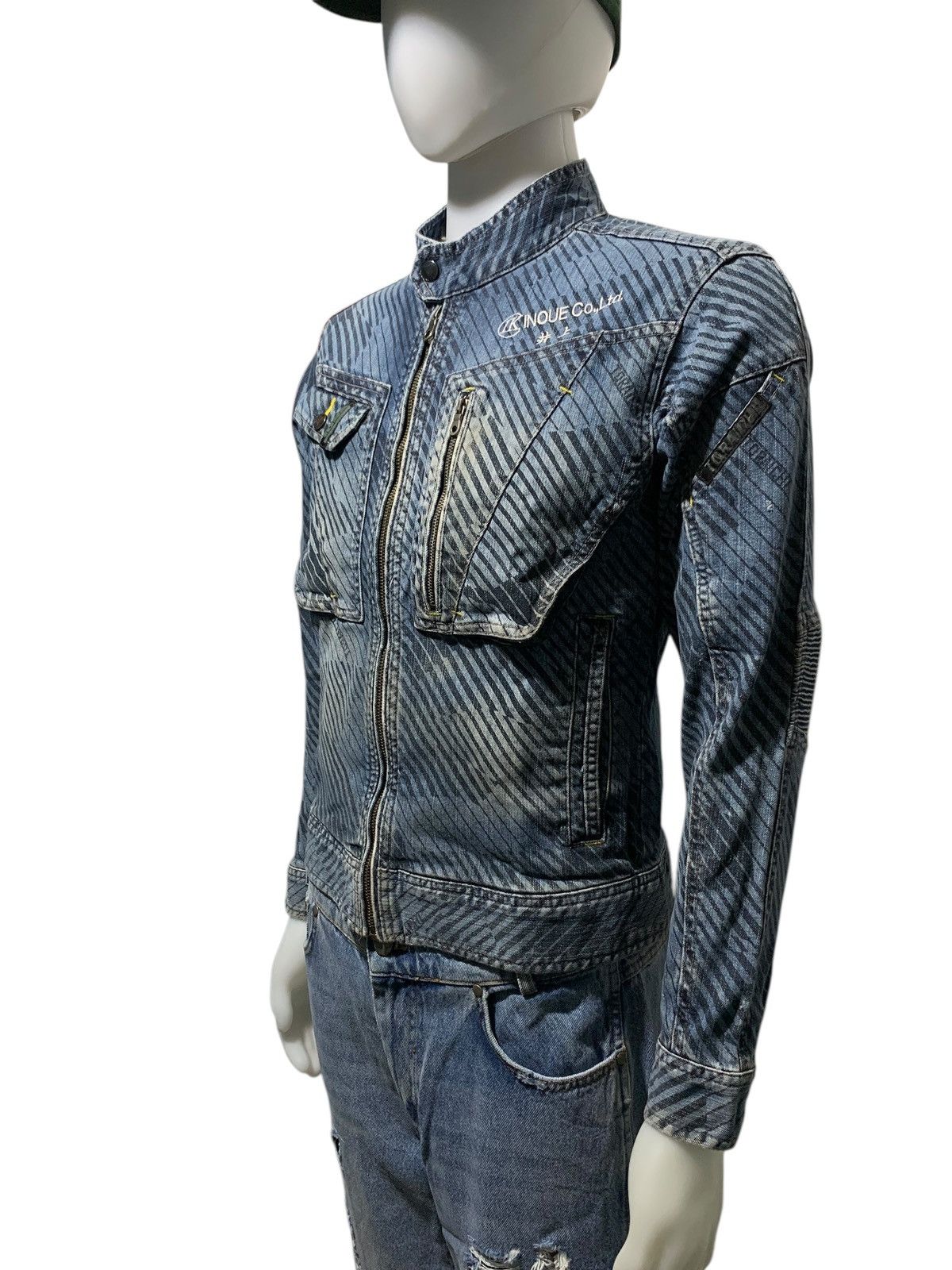 If Six Was Nine × Japanese Brand × Le Grande Bleu (L.G.B.) Vintage Tora by Toraichi striped biker denim jacket Size US M / EU 48-50 / 2 - 21 Thumbnail