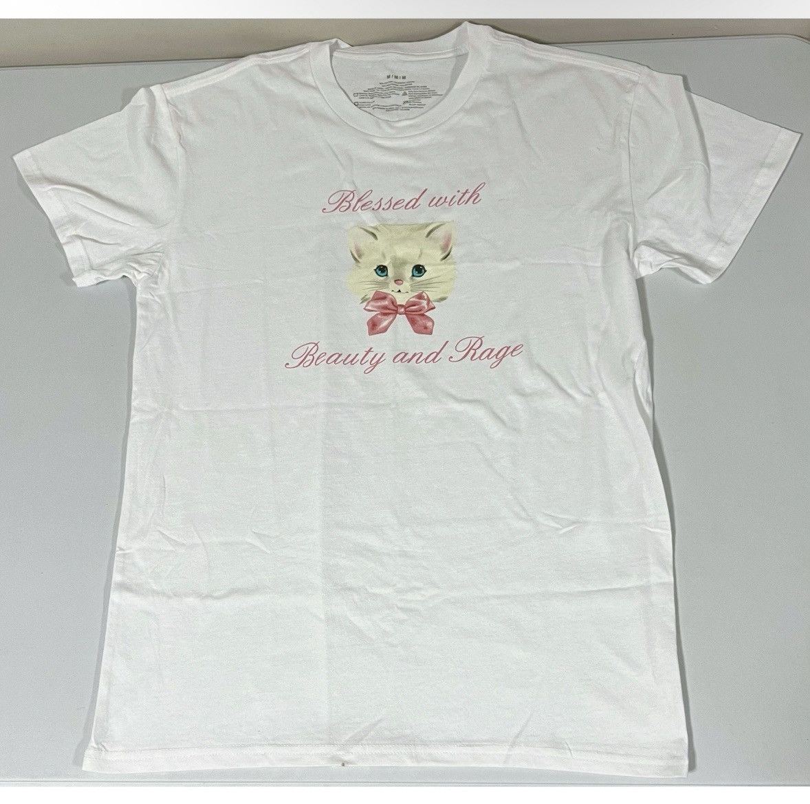 Japanese Brand White ‘Blessed with Beauty and Rage’ Tee T-Shirt Top Size M🎀 Size US M / EU 48-50 / 2 - 1 Thumbnail