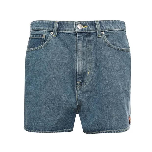 o1g2r1mq1024 Logo Embroidered Denim Shorts in Blue