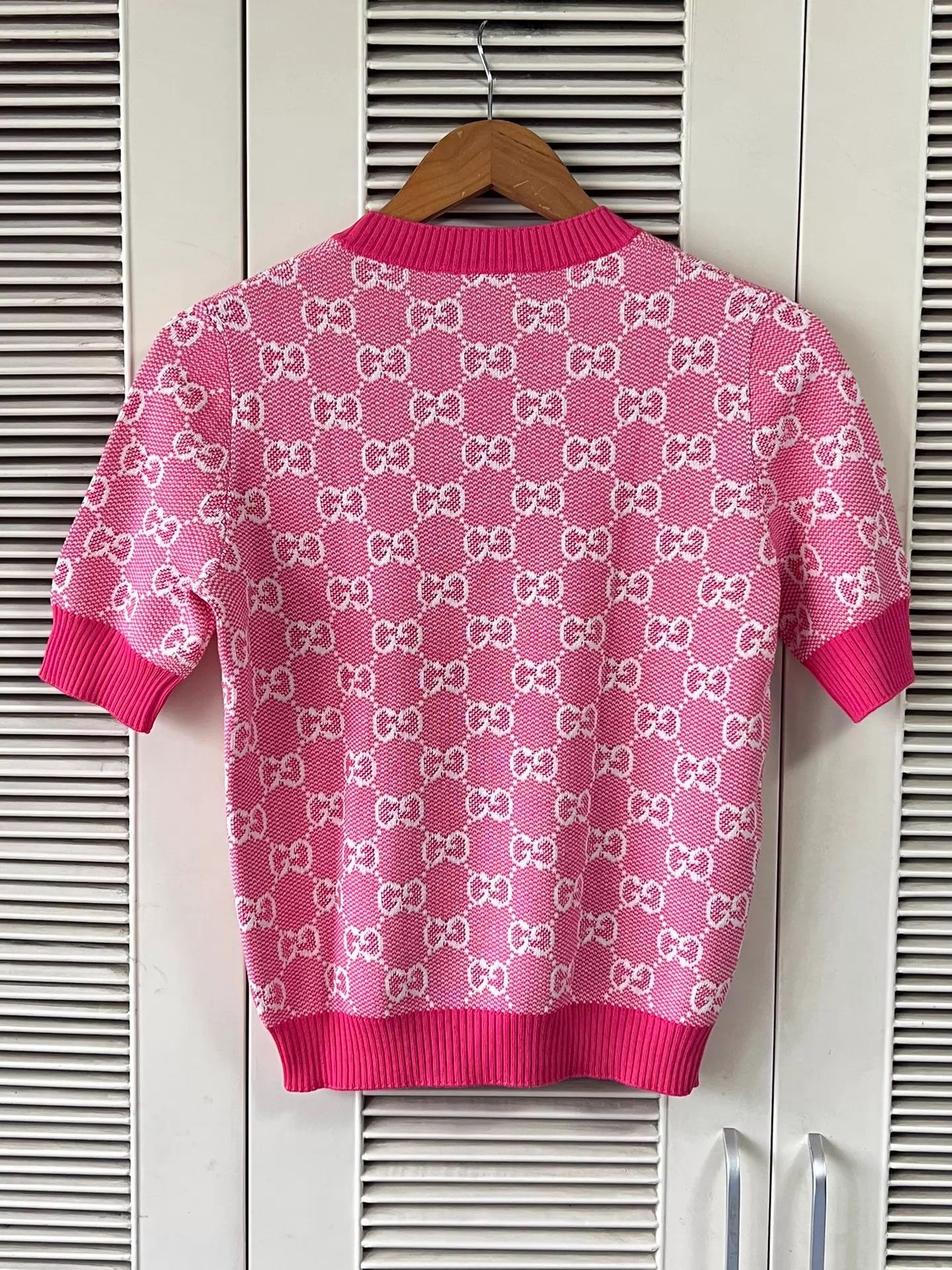 Gucci Gucci Women's Pink Bow GG Logo Knit Top S Size S / US 4 / IT 40 - 2 Thumbnail