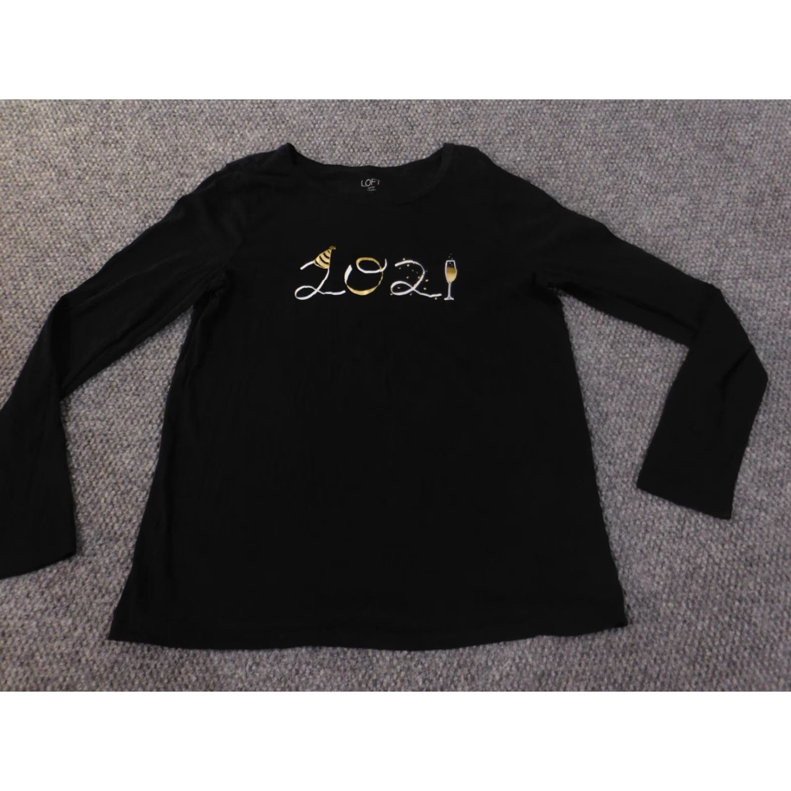 Ann Taylor Loft Black Pullover Womens Knit Cotton Modal Casual Round Neck L Regular Blouse Ann Taylor Loft Shirt Size L / US 10 / IT 46 - 3 Thumbnail