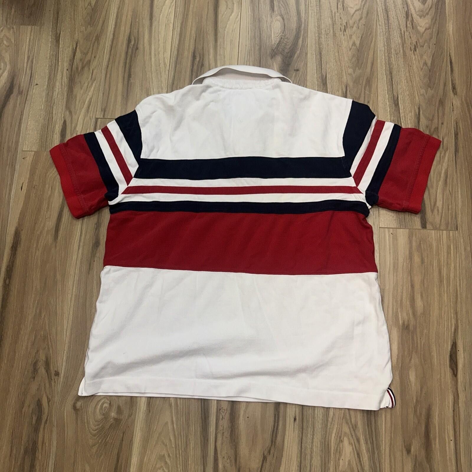Tommy Hilfiger Tommy Hilfiger L Stripe Polo Shirt Red White Navy Rugby Size US L / EU 52-54 / 3 - 8 Thumbnail
