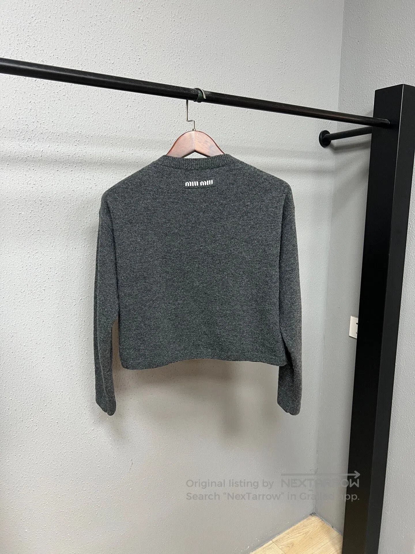 Miu Miu gray slogan cardigan by Miu Miu. Size M / US 6-8 / IT 42-44 - 2 Thumbnail