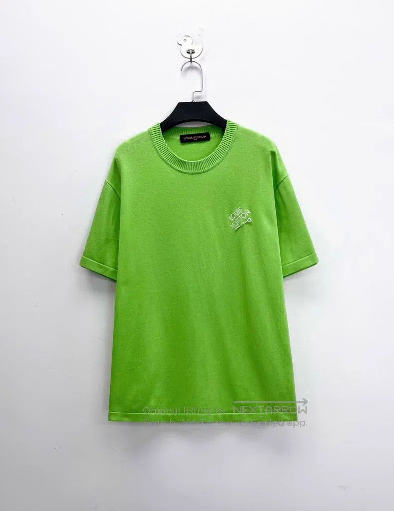 Louis Vuitton Louis Vuitton Green Pin Embroidered Letter Knit Short Slee Size US L / EU 52-54 / 3 - 1 Thumbnail