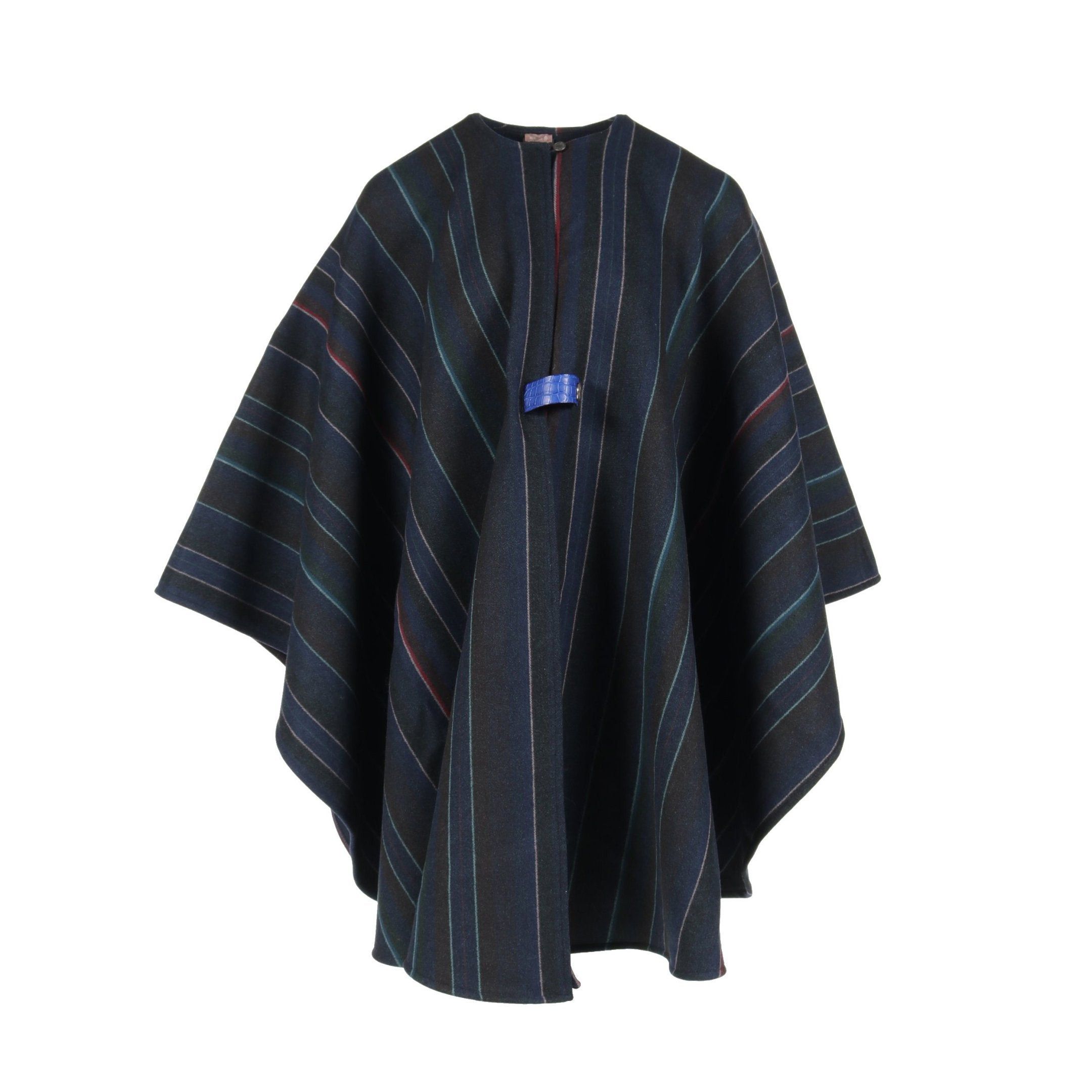 image of Hermes Petite Ash Surprise Cape Poncho Wool Cashmere Navy Multicolor, Women's