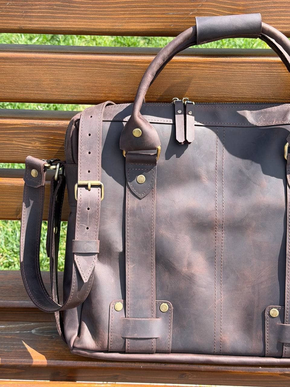 Handmade Laptop bag. Messenger bag. Genuine leather men's briefcase Size ONE SIZE - 4 Thumbnail