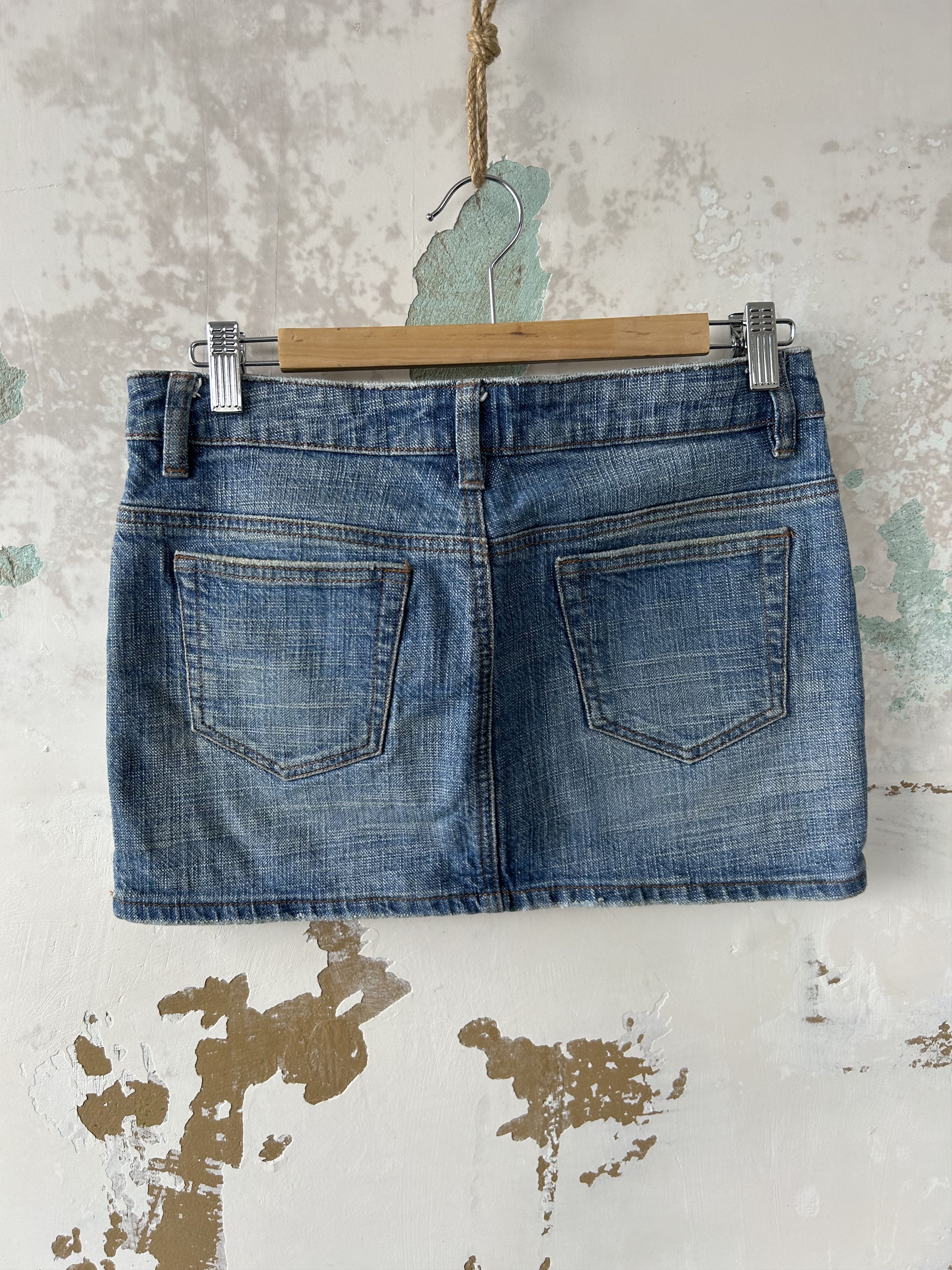 Japanese Brand Vintage dirty denim mini skirt Japanese style Size 27" / US 4 / IT 40 - 3 Thumbnail