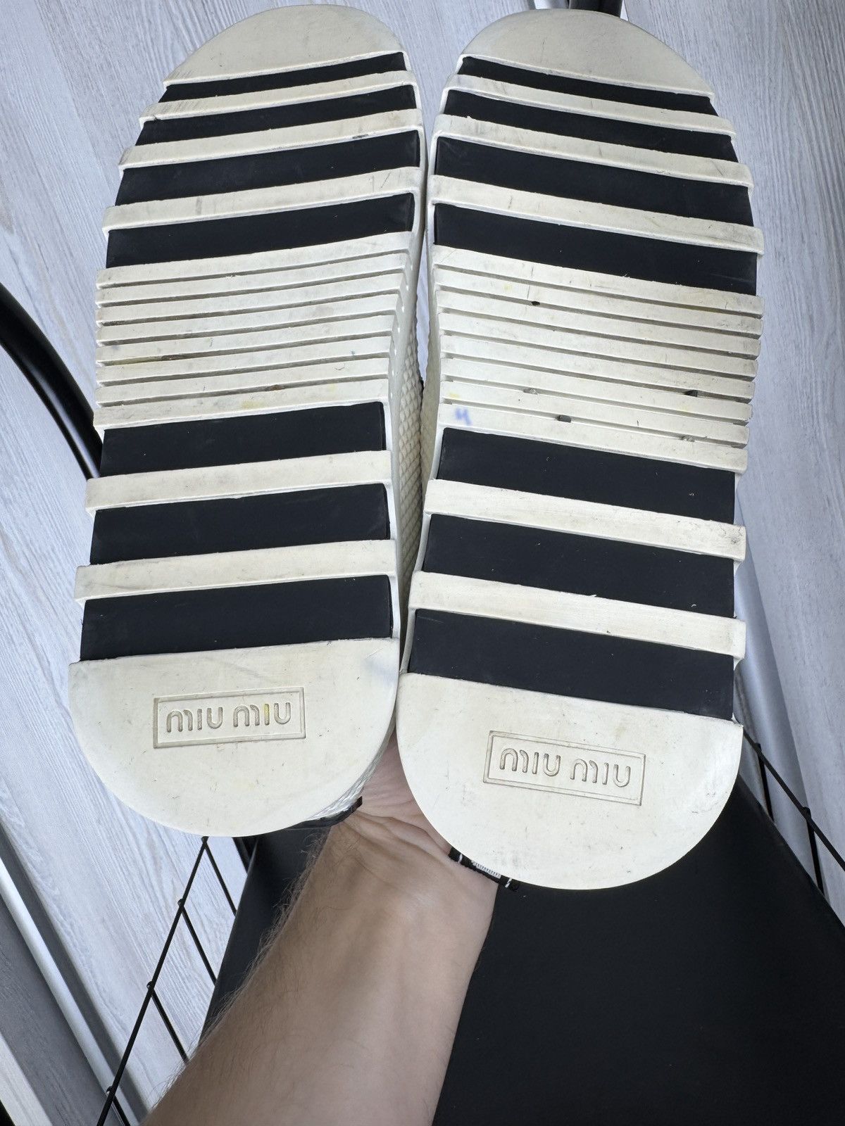 Miu Miu MIU MIU Prada Pink Gold Platform Sneakers With Logo Strap 40 Size US 10 / IT 40 - 16 Thumbnail