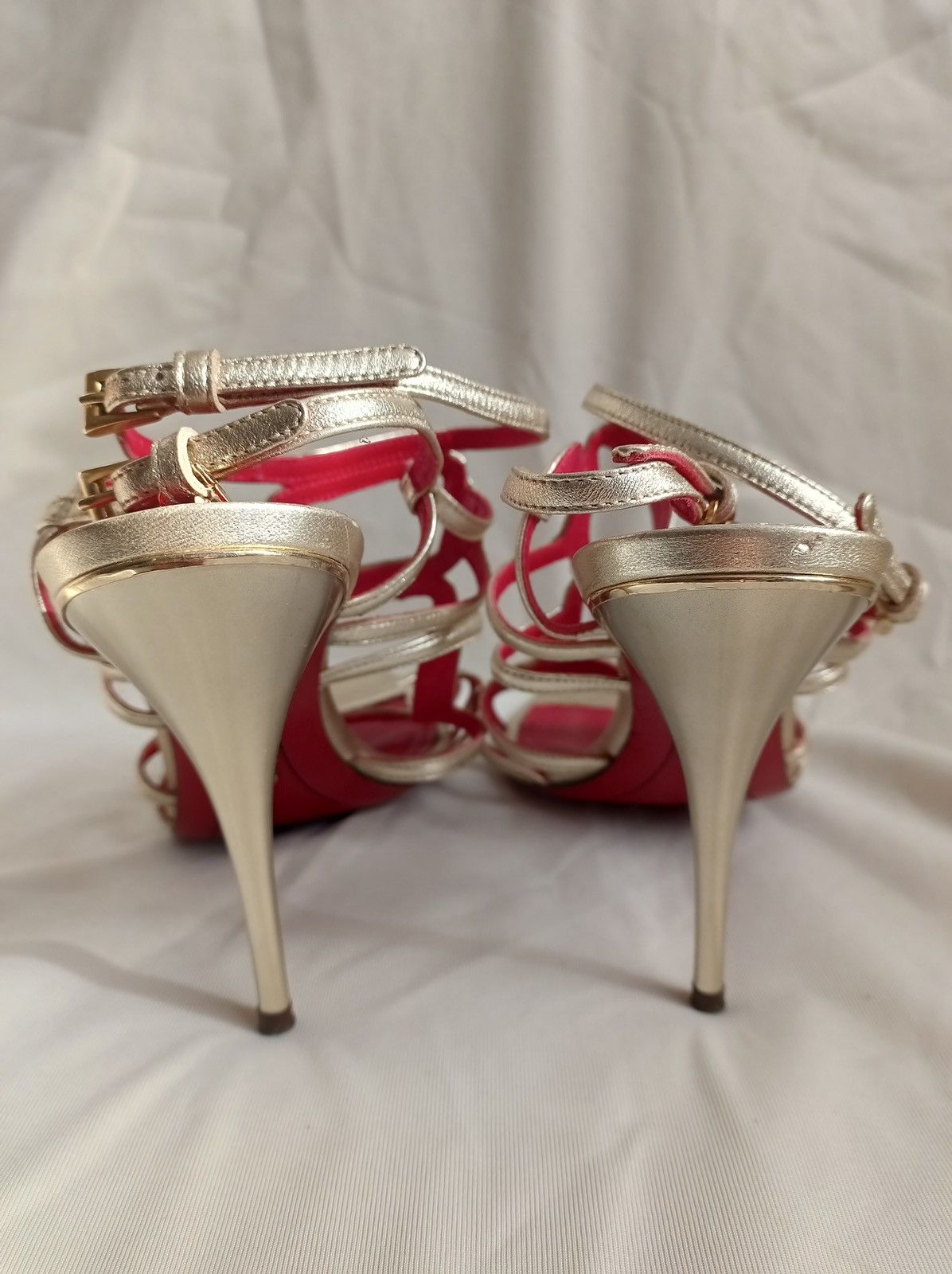 Paciotti Cesare Paciotti Gold Red Leather Heels Sandals EU 41 Size US 11 / IT 41 - 5 Thumbnail
