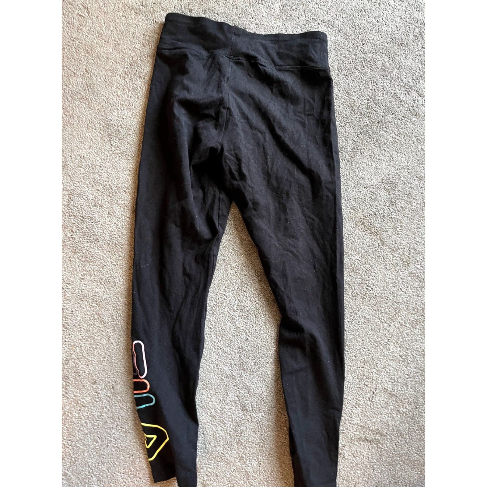 Fila VINTAGE FILA Women’s Athletic Leggings Small Black Striped Workout Activewear Skinny Stretch Size 28" / US 6 / IT 42 - 3 Thumbnail