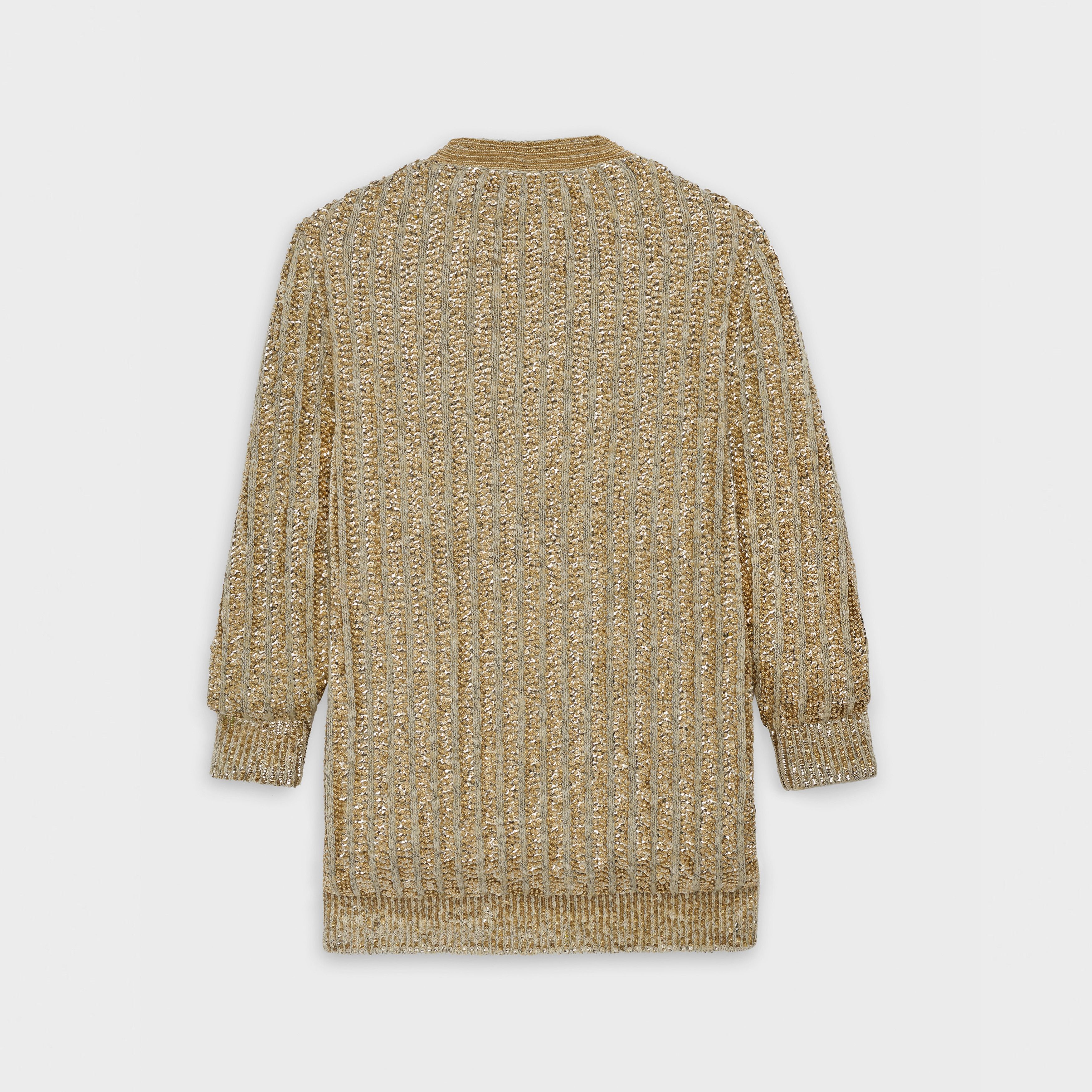 Celine o1w1db11124 Linen And Silk Embroidered Cardigan in Gold Size M / US 6-8 / IT 42-44 - 2 Thumbnail