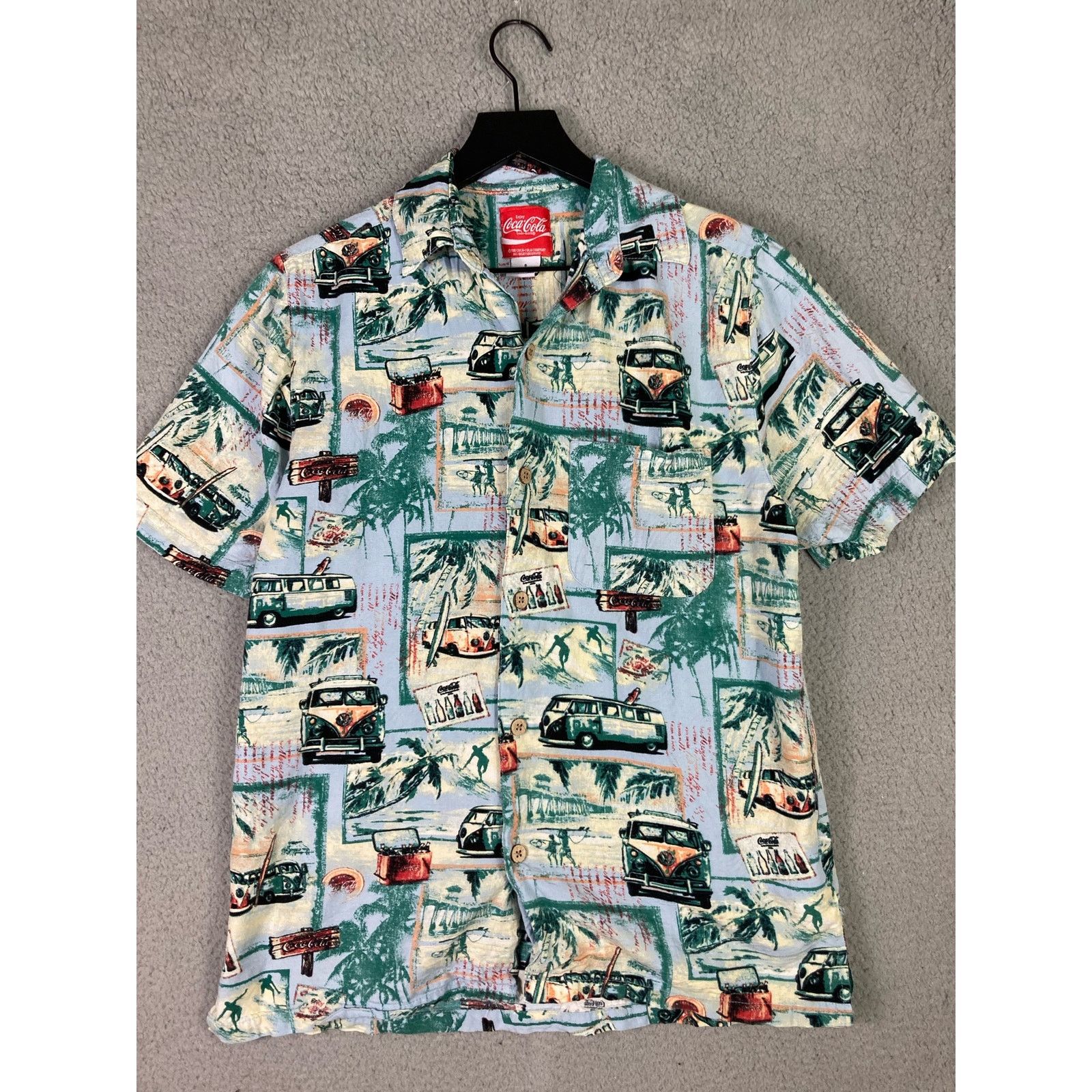 Coca Cola Coca-Cola Men's Hawaiian Button-Up Shirt VW Bus Print Size S Size US S / EU 44-46 / 1 - 4 Thumbnail