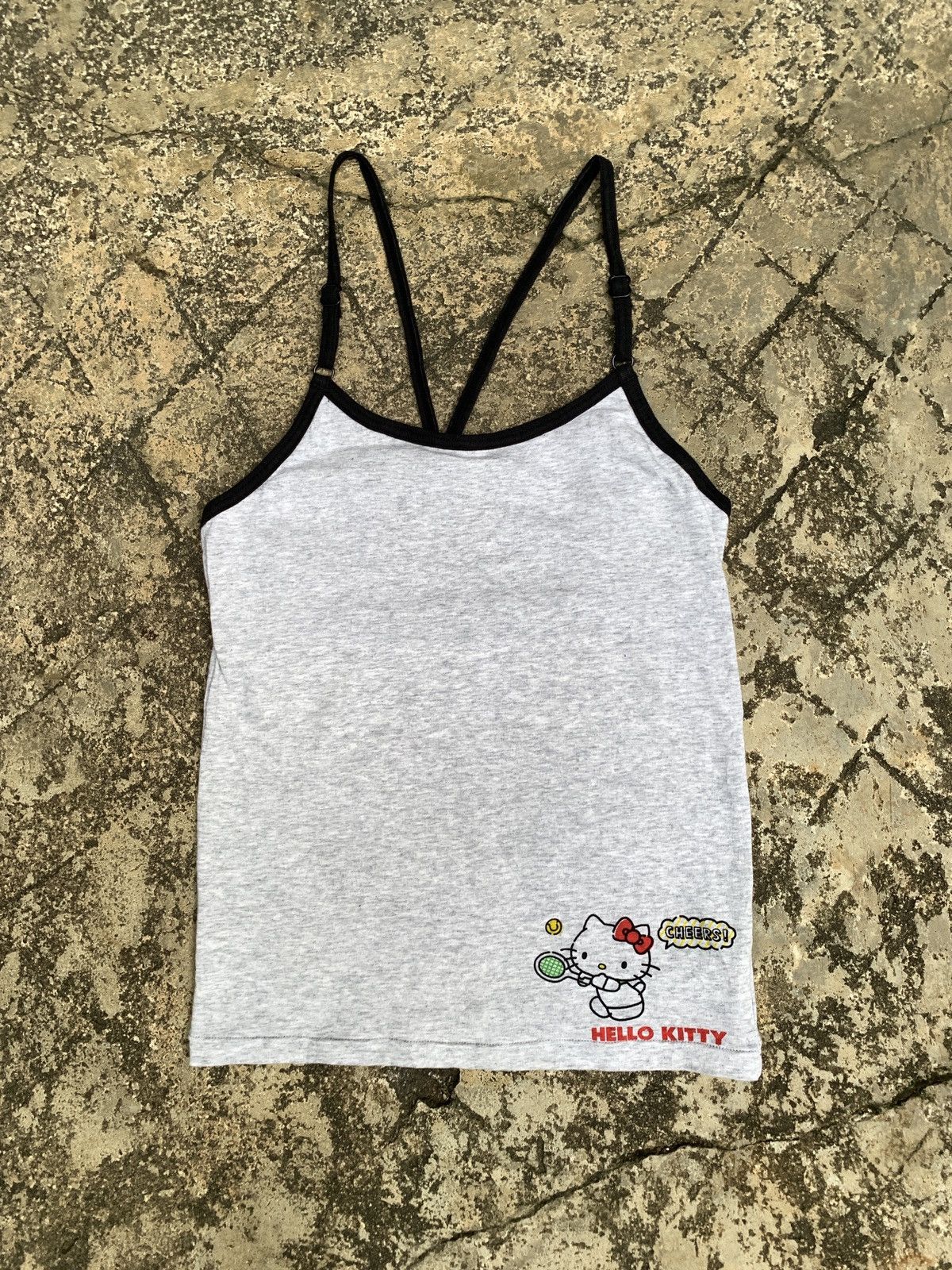 y2k Hello Kitty Grey Small Cute Tennis Cross BackTank Top