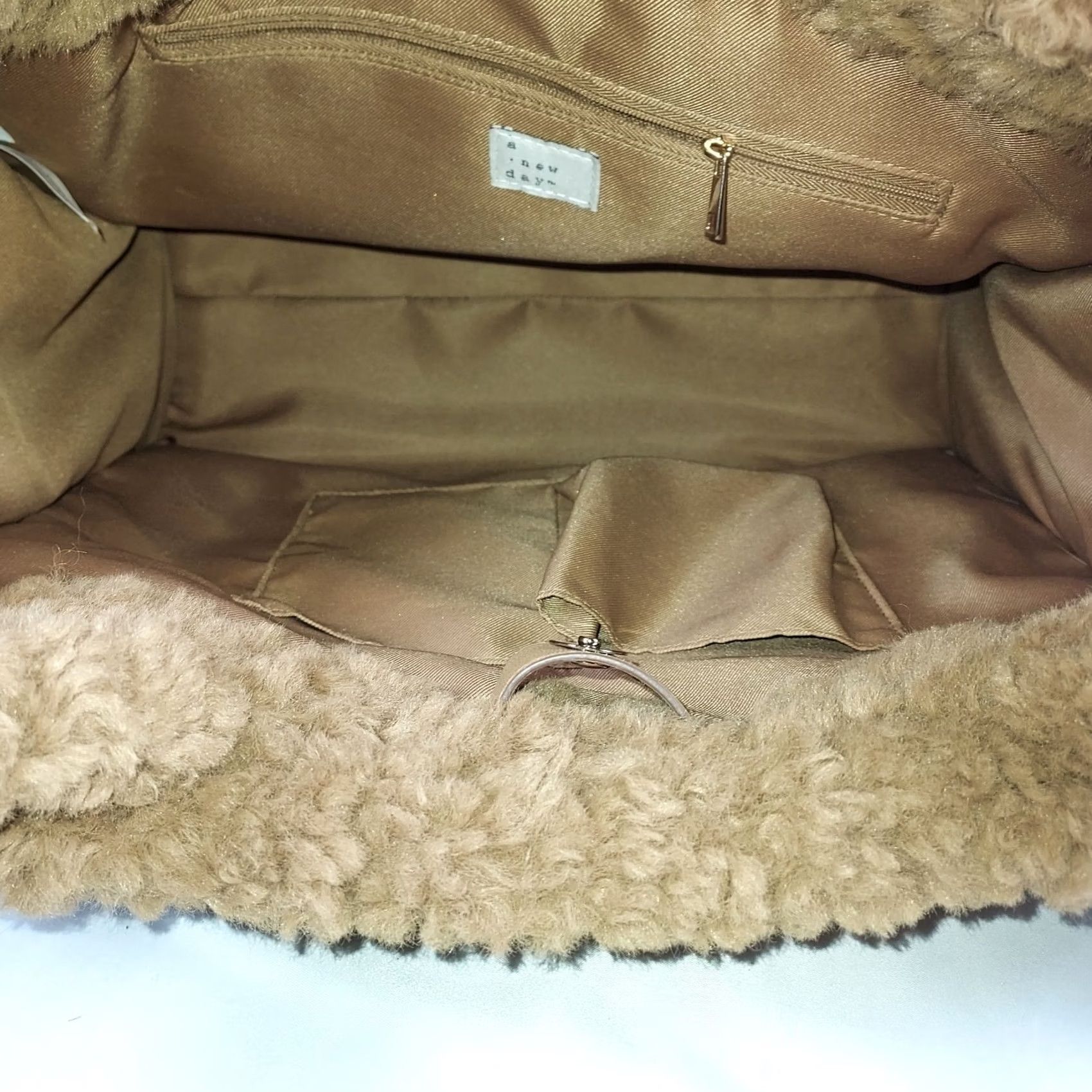 Vintage A New Day Camel Faux Fur Large Tote Shoulder Bag Ladies Womens Size ONE SIZE - 6 Thumbnail