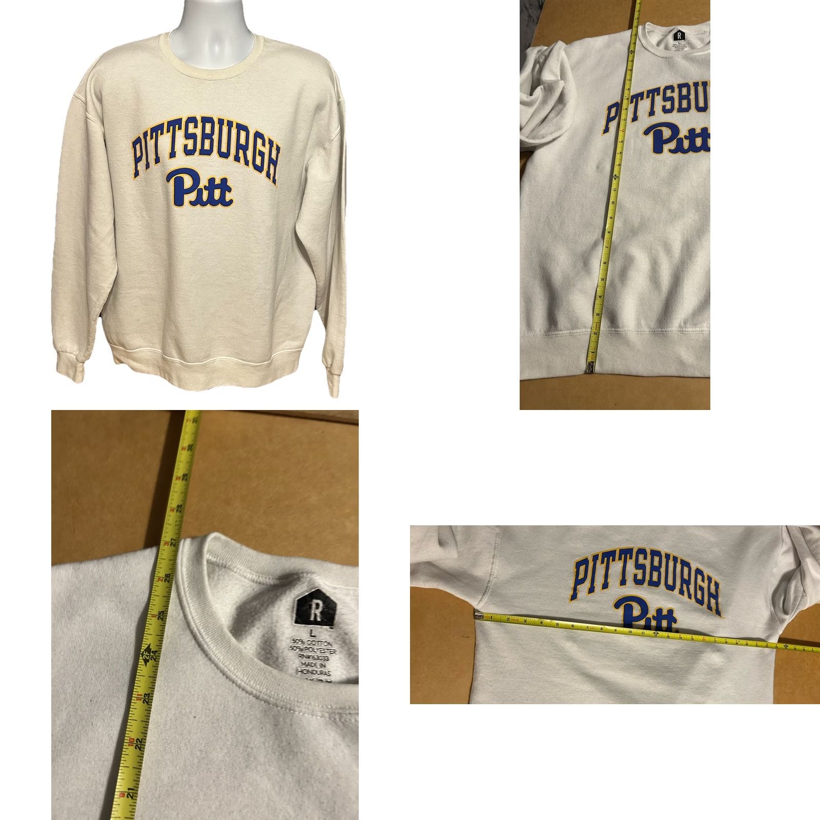 Vintage VINTAGE Russell Pitt Panthers Pullover Sweatshirt Adult Large White Pitt University Graphic Print 2000s Mens Size US L / EU 52-54 / 3 - 8 Thumbnail