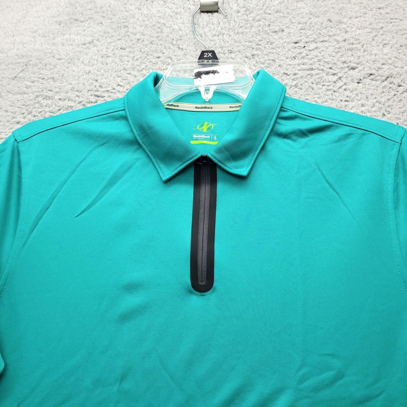 Vintage NordicTrack Polo Shirt Mens L Green Collared Short Sleeve With Zip Performance Stretch Polo Size US L / EU 52-54 / 3 - 5 Thumbnail