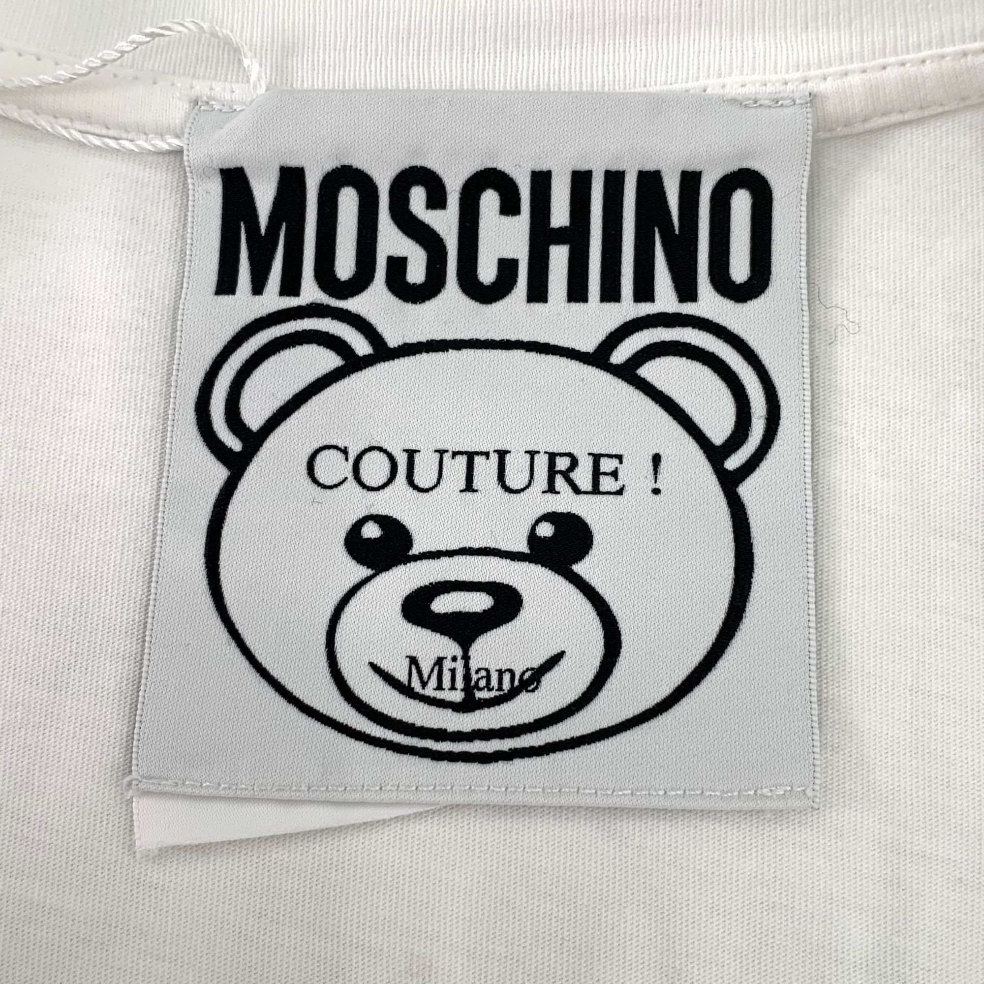 Moschino Moschino White Cotton Crewneck T-Shirt with Swing Bear Print Size S / US 4 / IT 40 - 5 Thumbnail