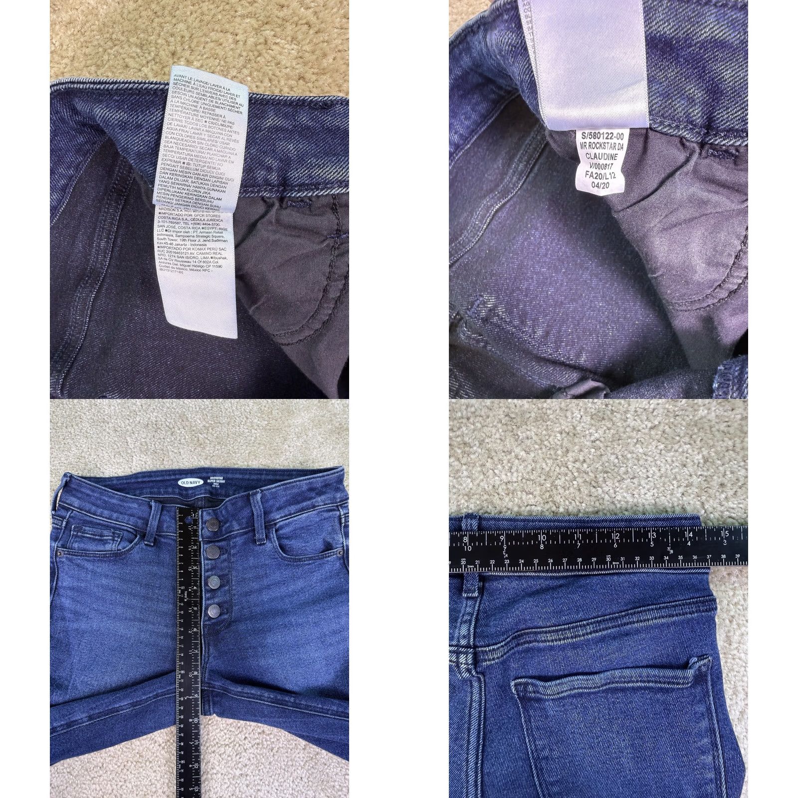 Old Navy Old Navy Rockstar Jeans Ankle Womens Size 4 Blue Distressed Button Fly Raw Hem C925 Size ONE SIZE - 8 Thumbnail