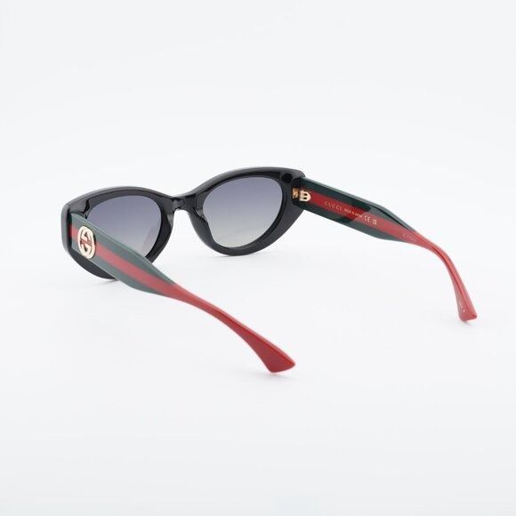 Gucci GG1862S 005 Sunglasses Black/Green Cat Eye Frame, Grey