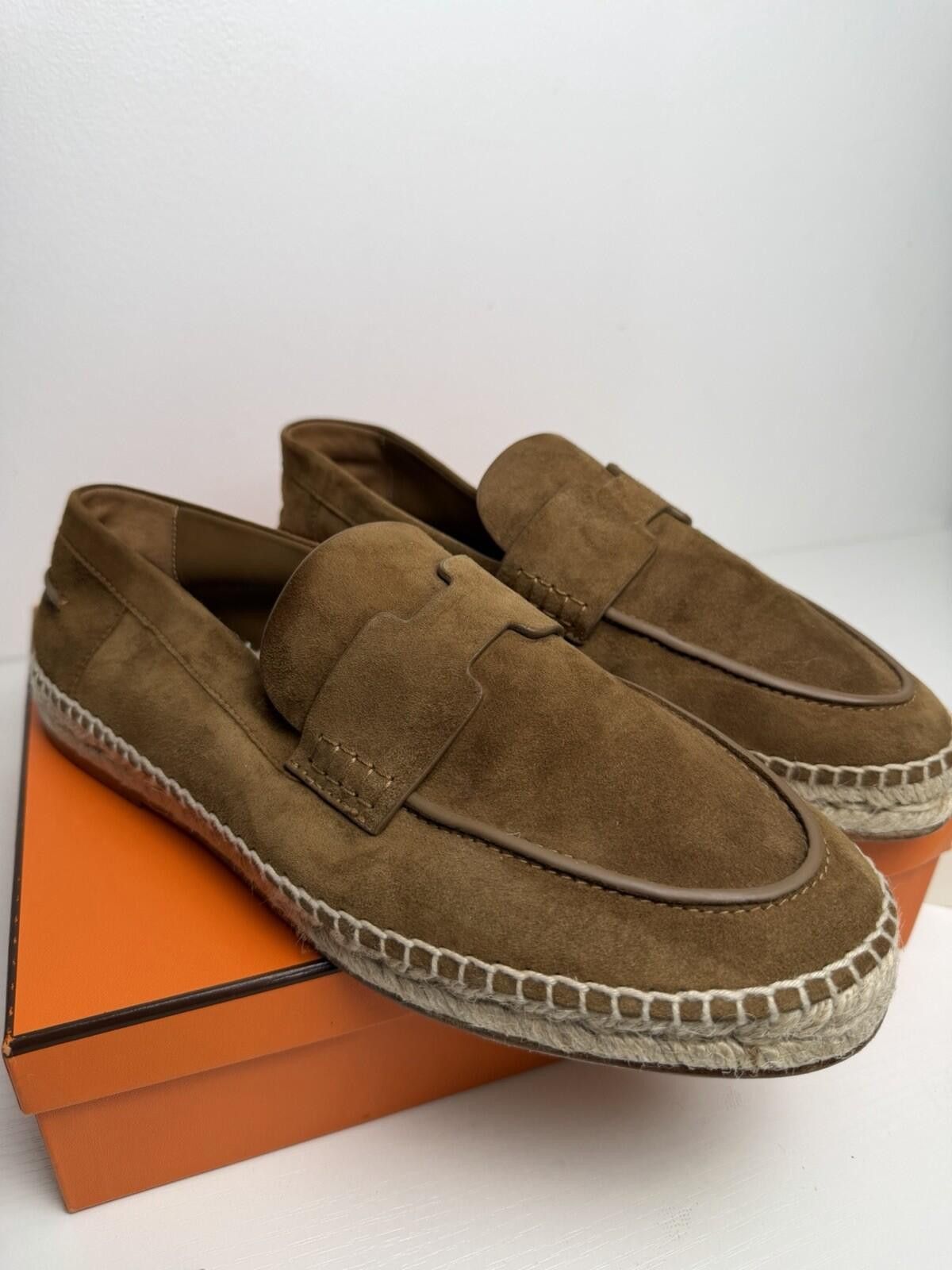 Hermes Hermès Suede Espadrille Loafers Brown Men’s EU 41 Slip On Size US 8 / EU 41 - 2 Thumbnail